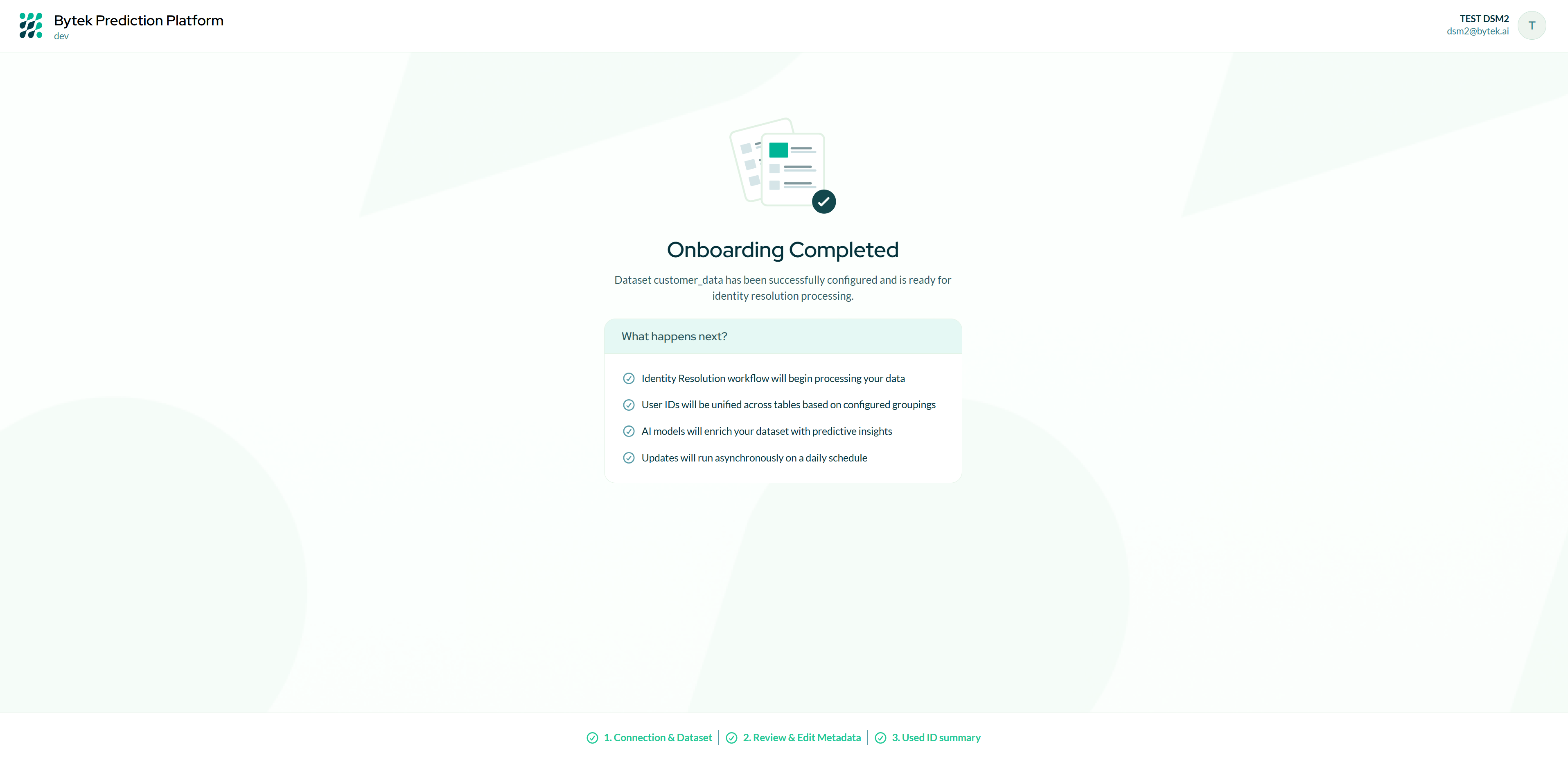 Onboarding completed screen